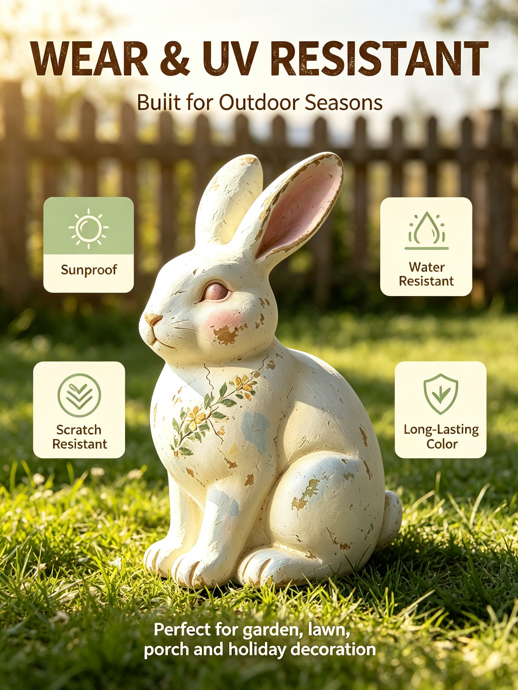 Customized Color Waterproof UV Sun-proof Easter Bunny Sculpture for Outdoor Commercial Decor