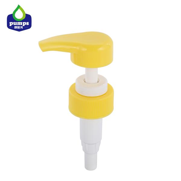 Bomba dispensadora de gel de limpeza de cor amarela com gola transparente tamanho 33/410