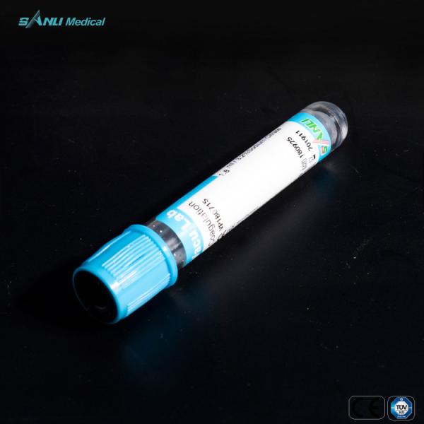 Vacuum Coagulation Sodium Citrate Blue Top Tubes 13x100mm For Blood Collection