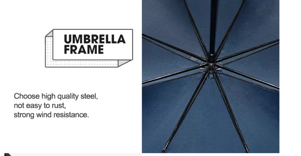 190T Pongee Double Canopy Fiberglass Windproof Golf Umbrella Straight Oversize