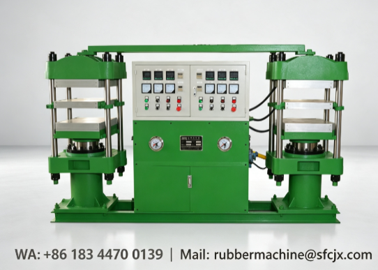 Duplex Rubber Curing Press Double Station Vulcanizing Machine For Rubber Mat Production