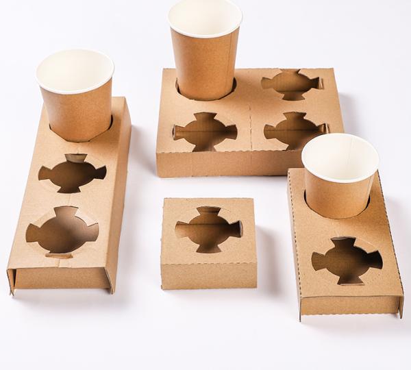 Customized Cheap Take Away Hot Drink Craft Paper Cup Disposable Kraft Tea Coffee Carrier Paper Cup Holder