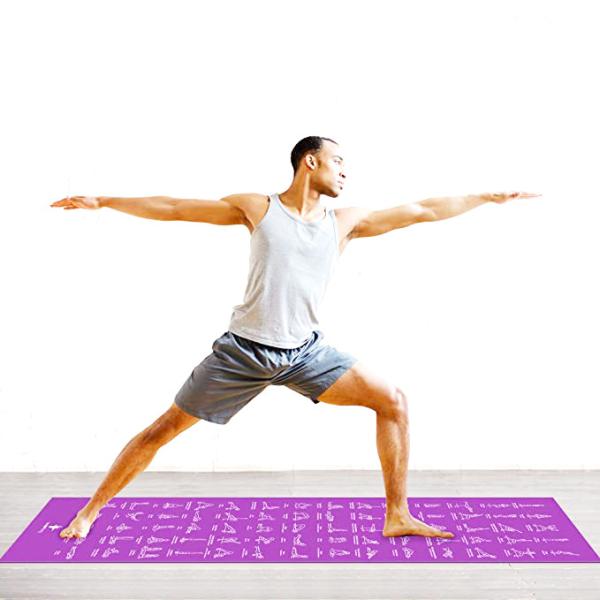 24 X 68 Instructional Non Slip Eco Friendly 70 Printed Poses Yoga Mat for Men and Women