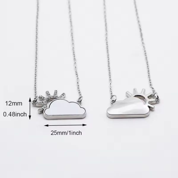 DIY Printing Silver Blank Sublimation Cloud Photo Necklace For Valentine'S Day Gifts Custom Picture Necklace