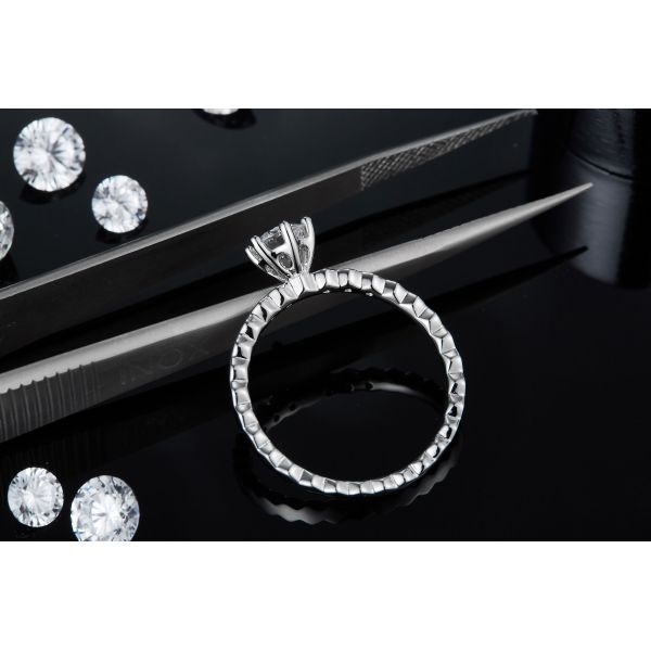 1.16CTW Wavilion Design White Moissanite And Sapphire Platineve Diamonds Jewelry Engagement For Women Ring