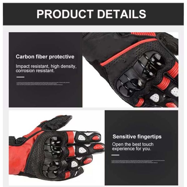 Custom Long Style Touch Screen Breathable Leather Riding Gloves for Motorcycle Racing