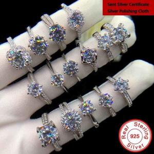 18k White Gold Solitaire Moissanite Engagement Rings 2 Carat Wedding Bands