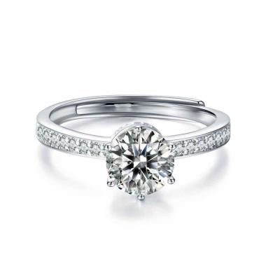 Jeux de bijoux en moissanite rondes pour femmes Anneaux de fiançailles en moissanite de platine 1 carat