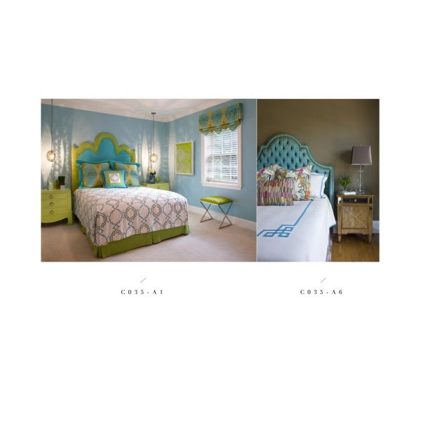 modern high quality green fabric bed furniture