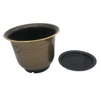 Potenciômetro de flor plástico brilhante do metal com dos pires estilo chinês junto