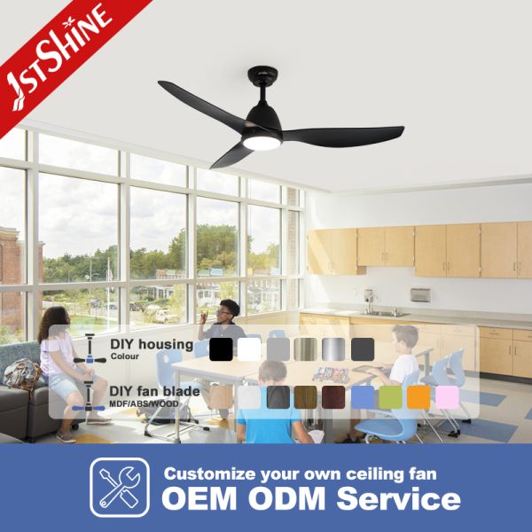 52 Inches Matte Black Modern Ceiling Fan with LED Light and Silent DC Motor