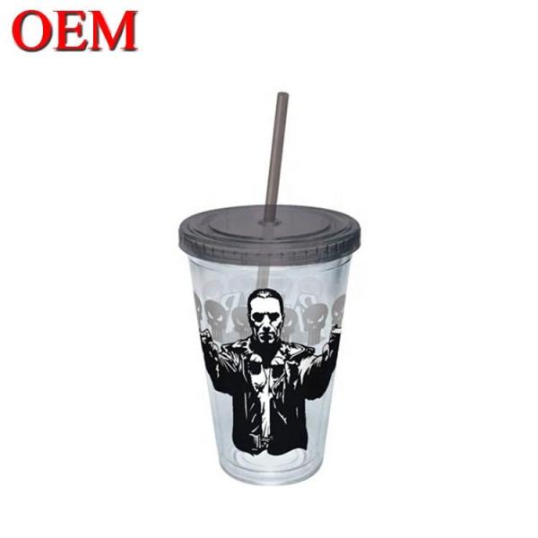 Supplier High Quality Customized Marvel Double Walled Plastic Travel Cup With Straw