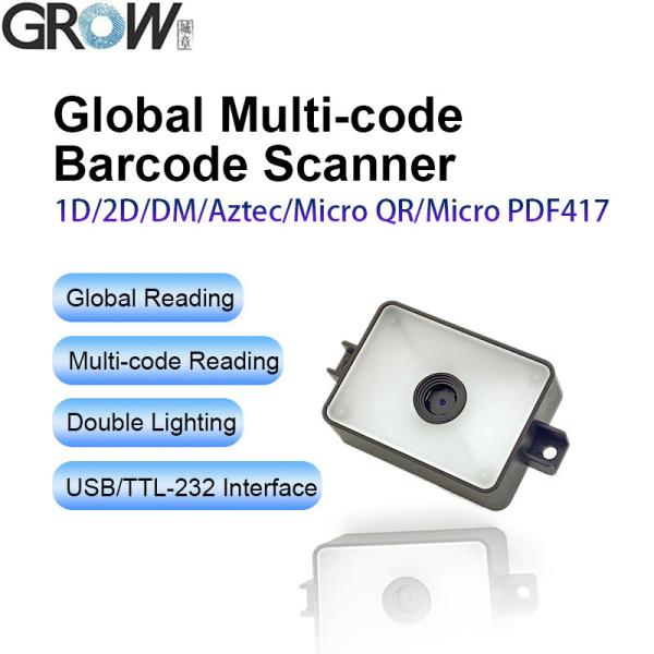 GROW GM78 Module de lecteur de code-barres 1D 2D avec interface USB UART DC5V multi-codes global, support QR DM AZTEC PDF417