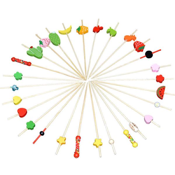 Christmas Tree Decorative Cocktail Picks Disposable Bamboo Garnish Sticks