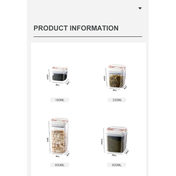 Clear BPA Free 6-Piece Set Air Tight Easy Open Lids Cereal Seal Pot Dry Food Storage Containers