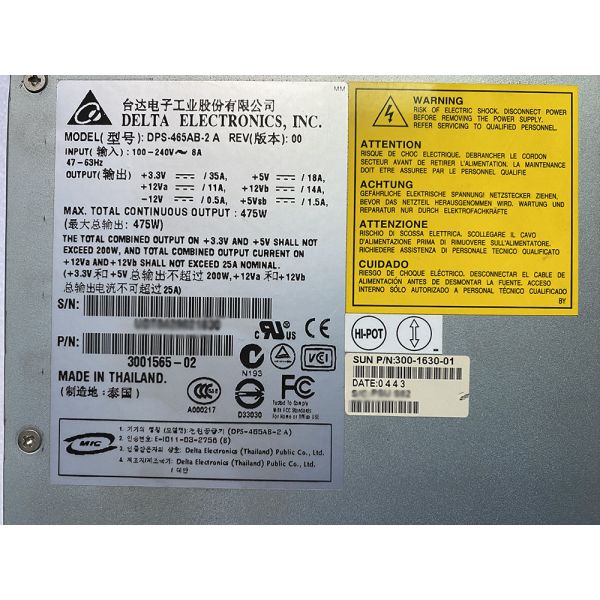 300-1565 Blade 2500 475W Power Supply 300-1630 DPS-465AB-2 A