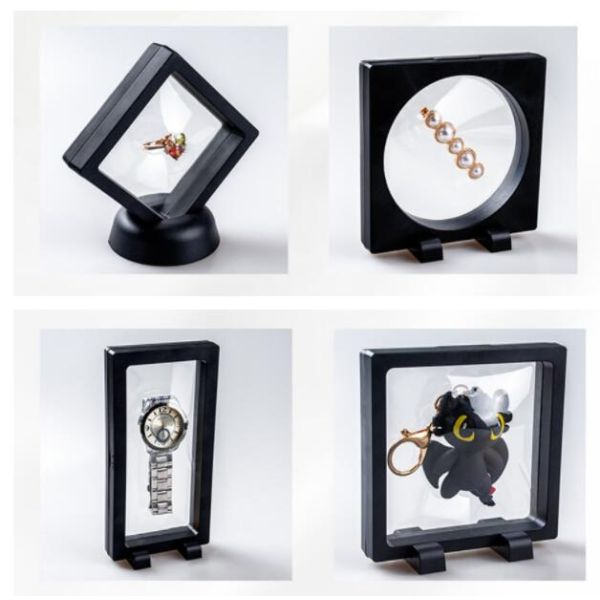 Square PE Film Jewelry Box Art paper Dustproof Black Jewelry Box With Drawers