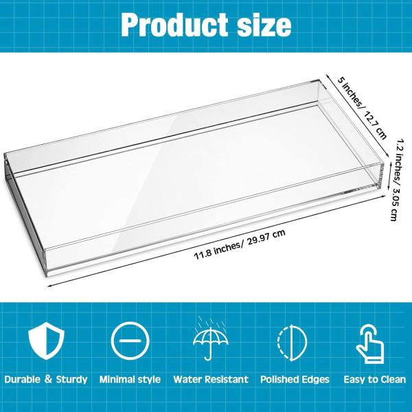Sleek Design Acrylic Vanity Organizer Trays , Multipurpose Clear Acrylic Bathtub Tray