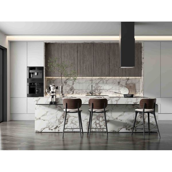 Custom Modern Kitchen Cabinet Dark Matt Lacquer Finish