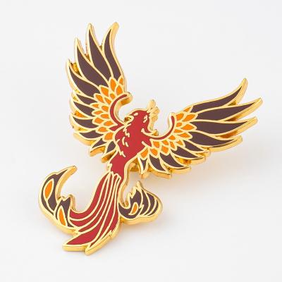 Customized Logo Metal Enamel Pins for Women Clothes of Phoenix Brooch Lapel Pin Badge