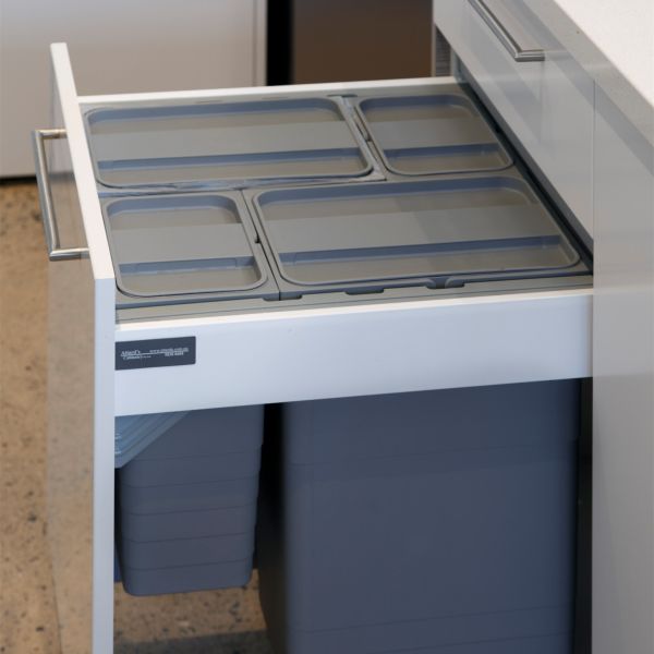 3D Wood Veneer Kitchen Cabinet Pantry Organizer White Light Grey