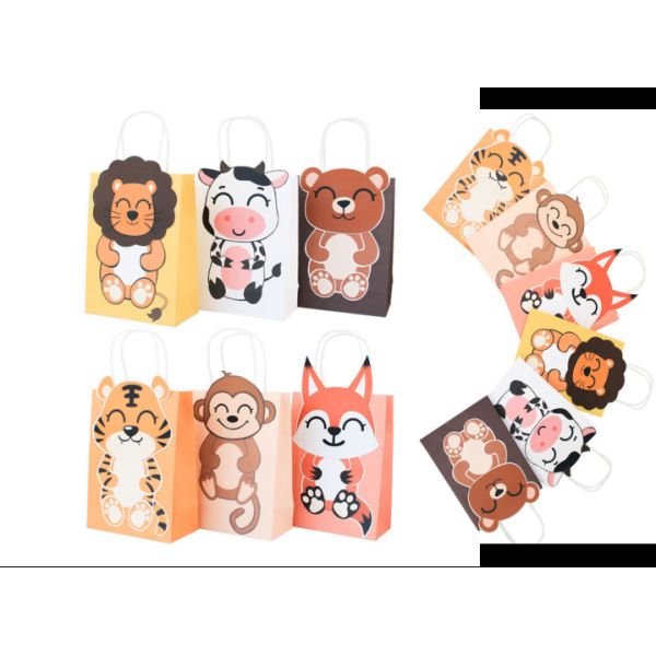 Biodegradable изготовленный на заказ картон кладет животный бумажный мешок в мешки 16*8*20cm