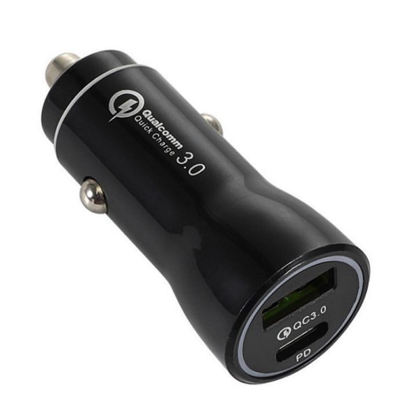 36w Dual Port Car Charger PD 20w USB C QC3.0 5V 4.8A