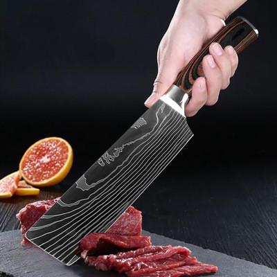 8inch japanese kitchen knives Laser Damascus pattern chef knife Sharp Santoku Cleaver Slicing Utility Knives tool