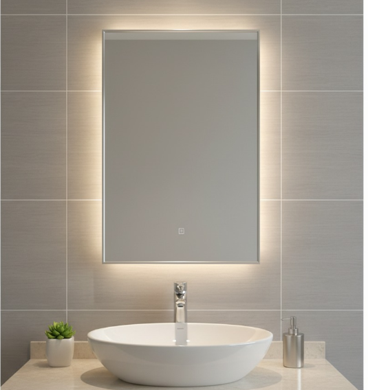 40×60cm Rectangular Silver Aluminum Alloy Framed Acrylic Bathroom Mirror, IPX4 Waterproof Shatterproof Wall Mount Vanity Makeup Mirror For Hotel Salon Custom Size