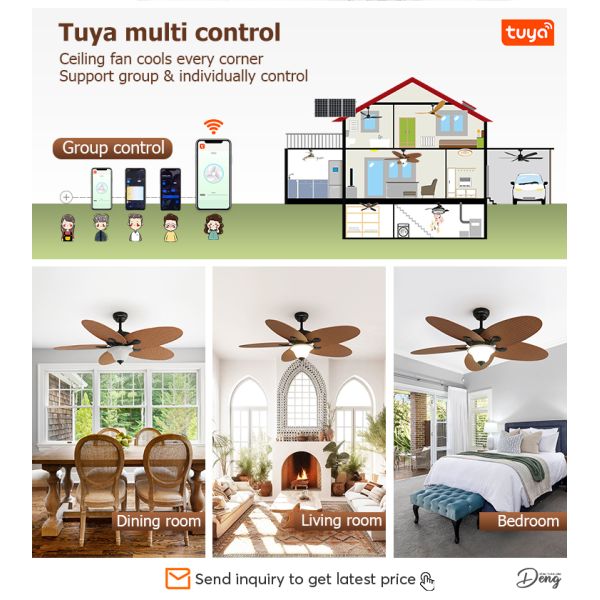 Controle remoto 1stshine Lâmpada de ventilador de teto com 5 lâminas ABS Fancy Design e iluminação LED