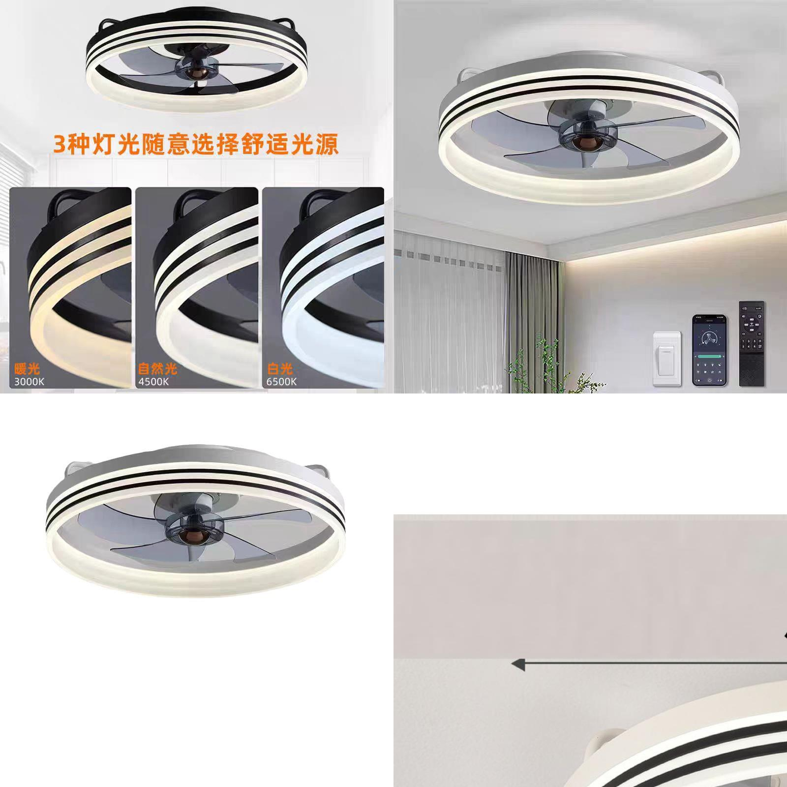Wholesale 20 Inch 5 Blades 6 Wind Speeds Smart Low Profile Ceiling Fan Lights Flush Mount With APP Remote for Bedroom Living Room