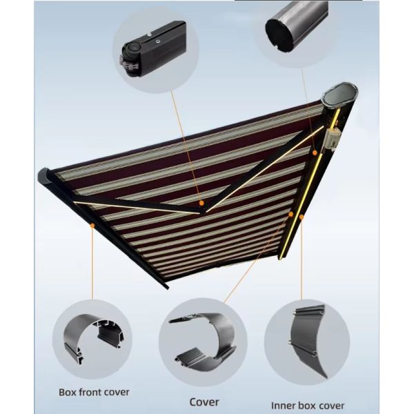 Electric Retractable Awning With Remote Control / Full Cassette Awning