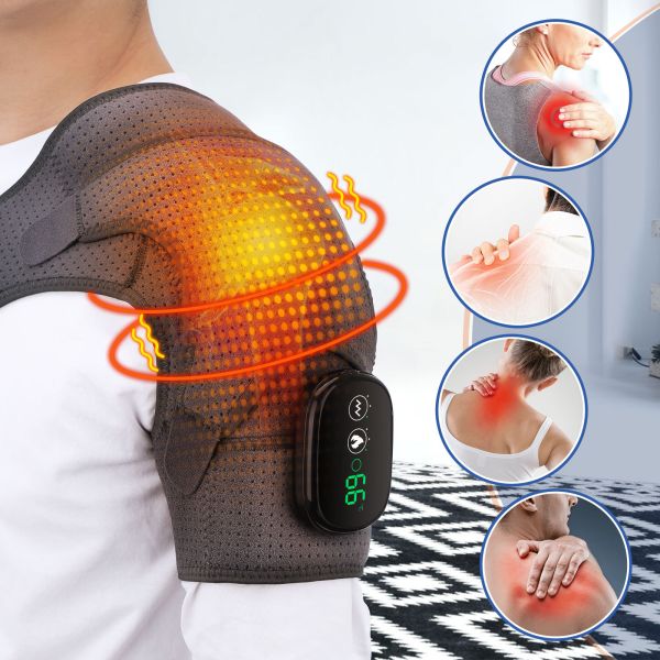 Electric Far Infrared Heating Massage Shoulder Pad Relieving Periarthritis Touchscreen Heat Therapy Device Black Gift Box