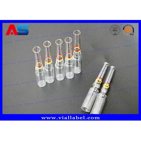 Clear Transparent Color Glass 1ml / 3ml / 5ml Ampoule With Decorated Rings
