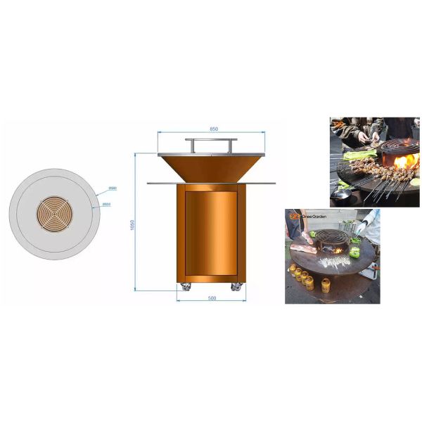Metal Garden Corten Steel Outdoor BBQ Charcoal Grill Pre Rusted