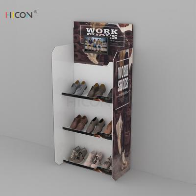 3-Tiers Custom White Acrylic Shoe Storage Display Rack with LCD Screen