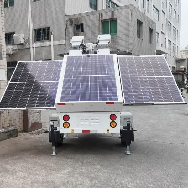 Solar Surveillance Light Trailer Solar Camera Light Tower with 3*460W Solar Panels for Construction Site