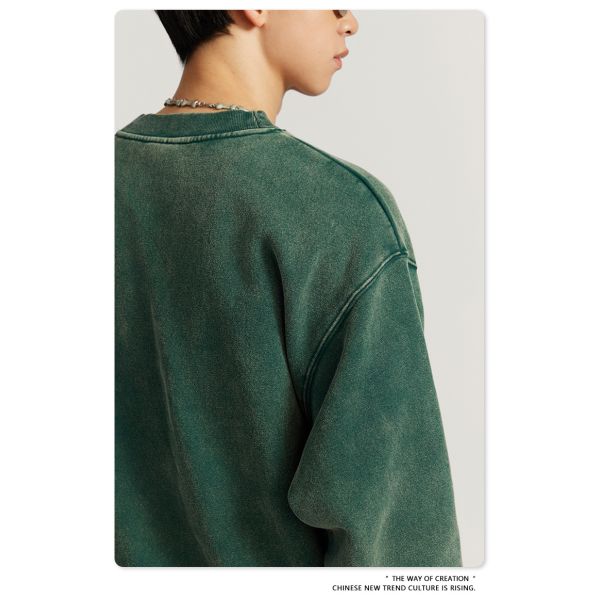 Oversized Crewneck Sweatshirt Womens Unisex Plain Embroidery Printing Acid Wash Blank 100% Cotton