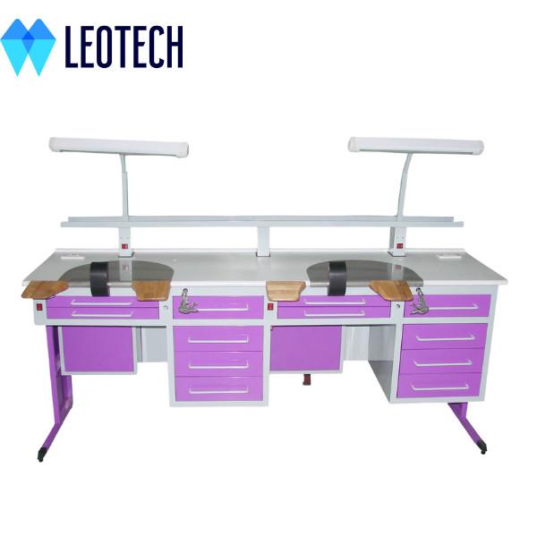 Extended Double Dental Technician Bench Steel Surface Double Dust Removal Custom Color