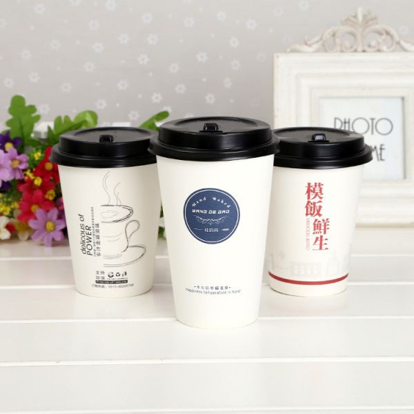 Single Wall Takeaway Paper Cup with Sleeves and Lids 32oz /1000ml Custom Coffee Plastic Free