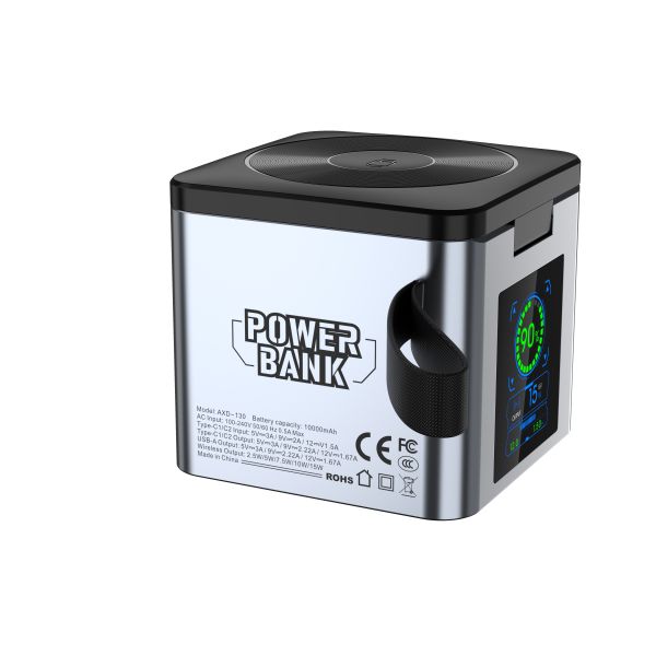 Wireless Charging Power Bank LED Display  45W Portable Charger Retractable Cable