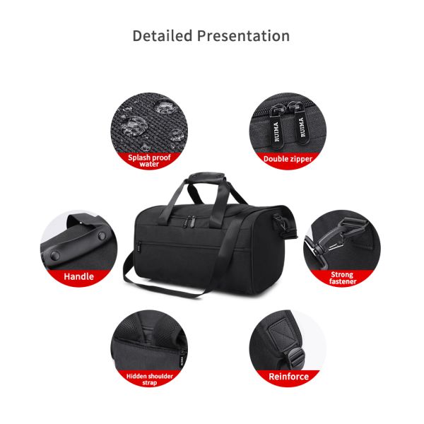 Водоохранная кожаная нейлоновая сумка для тренировок унисекс 43 см длина