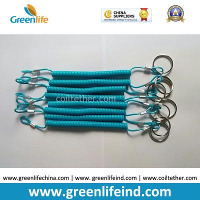 Top Quality Blue TPU Coated Safety Elastic Coil Cord Rop Key Ring Accessory Full Stretched Length 1M