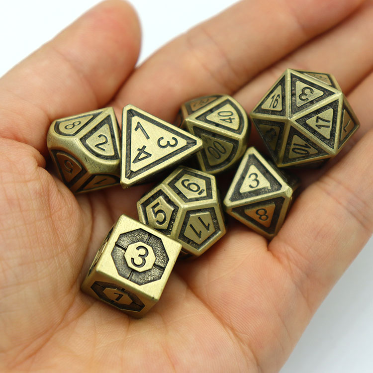 Zinc Alloy Metal Dice Set with Customized Color and Square Corners for DND RPG Tabletop Games