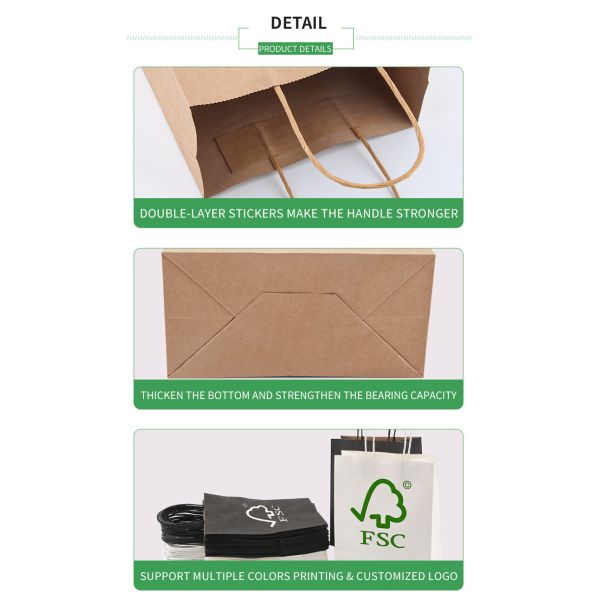 Factory-Direct Packaging Custom Handle Shopping Kraft Bags with Your Logo