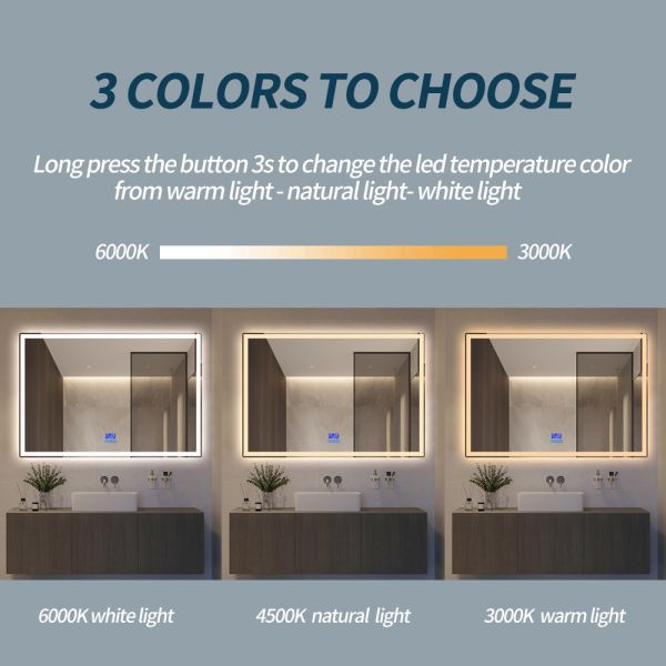 IP44 Defogger LED Mirror   , LED Bathroom Vanity Mirror With Lights