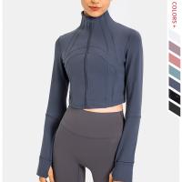 Veste cultivée extensible de séance d'entraînement de veste de yoga de femmes de fermeture de tirette