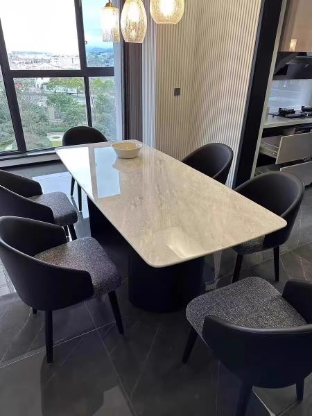 Elegant Blend Fabric Dining Room Chairs With Backrest Luxury  Leather