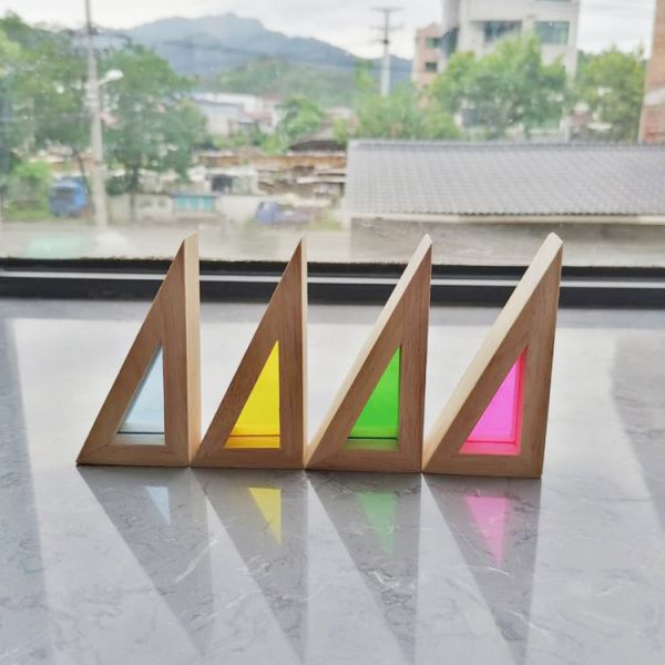 Arco iris en colores pastel del apilador de madera del arco iris de los niños los 8.66in que apila el juguete