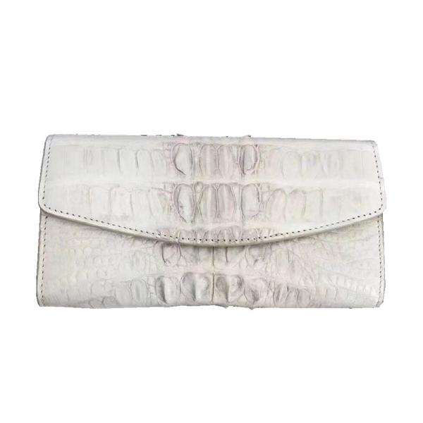 Exotic Real Crocodile Skin Women Large Trifold Wallet Genuine Alligator Leather Female Card Holders Lady Phone Clutch